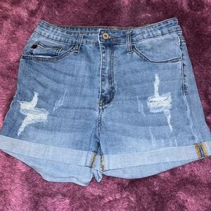 KanCan Light Blue Distressed Jean Shorts